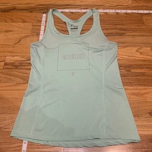 Fitted, light mint green, racer back tank